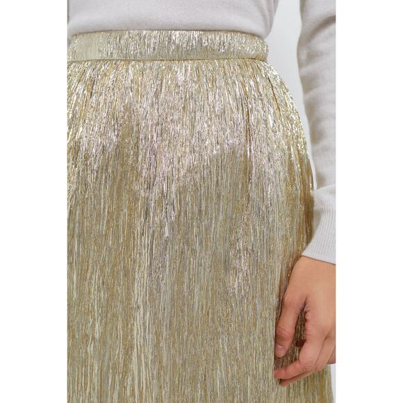HYACINTH HOUSE Gold Metallic Plisse Gloria Maxi Skirt Size XL NWT - Picture 6 of 9